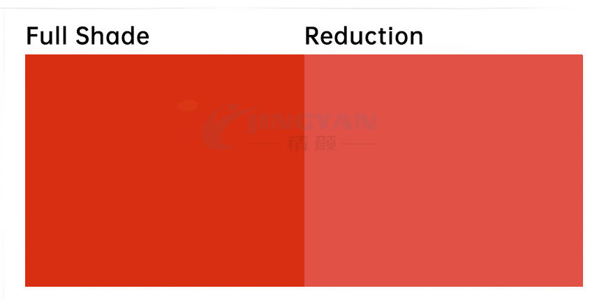 顏料紅242原色和沖淡色示意圖