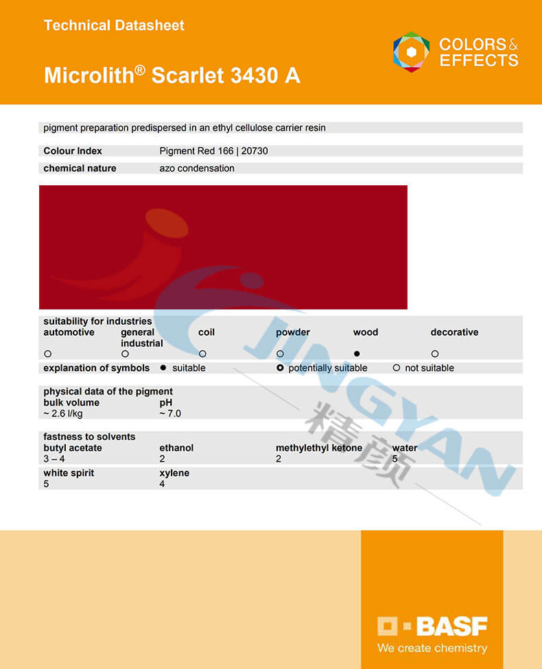 巴斯夫微高力3430A/R-A納米顏料TDS技術數(shù)據(jù)表