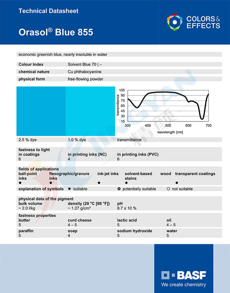 巴斯夫855藍(lán)金屬絡(luò)合染料TDS技術(shù)說(shuō)明書(shū)