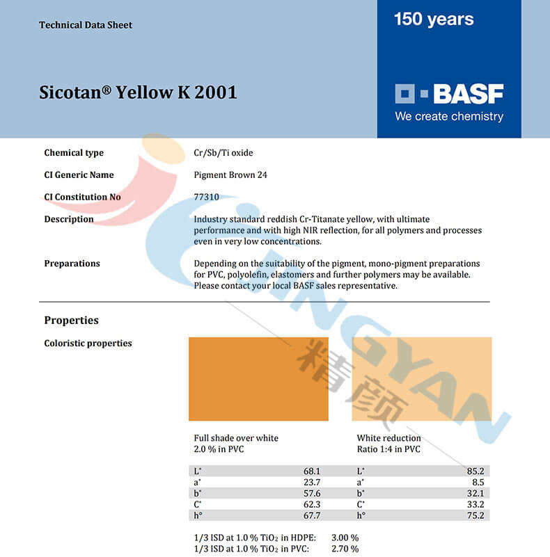 巴斯夫k2001鈦黃技術(shù)說明書